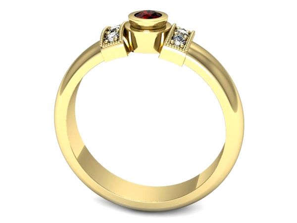 Złoty pierścionek z granatem i brylantami - p16161zgr