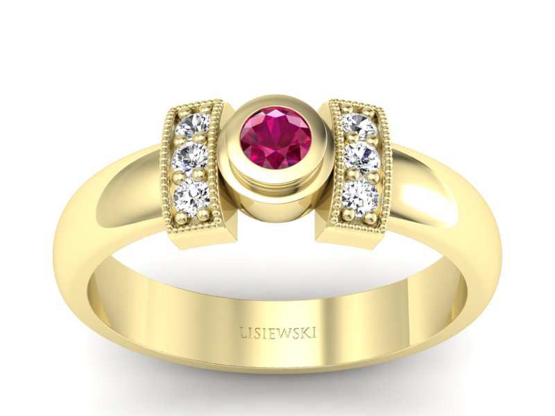 Pierścionek z rubinem i brylantami - p16161zr
