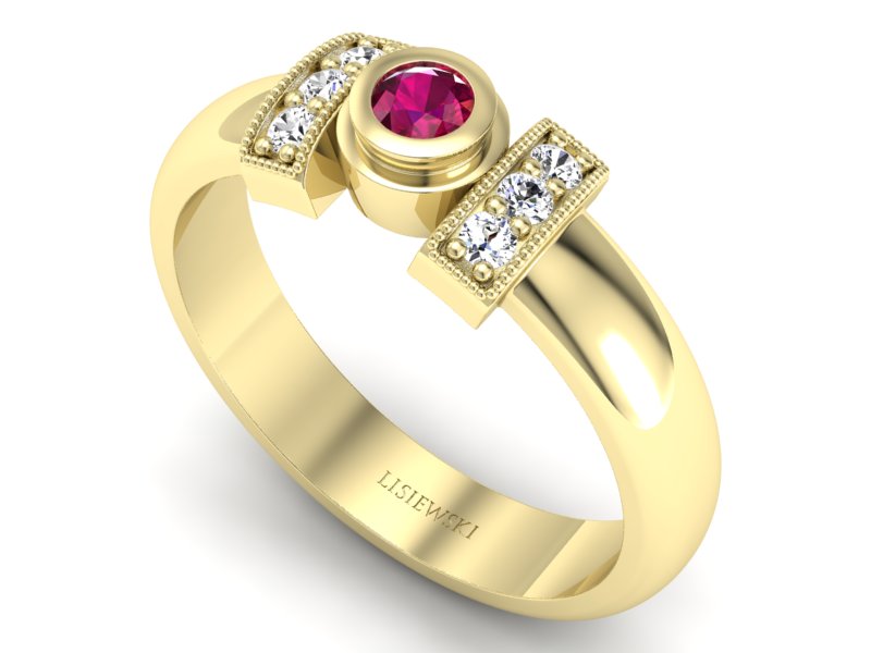Pierścionek z rubinem i brylantami - p16161zr — zdjęcie 3