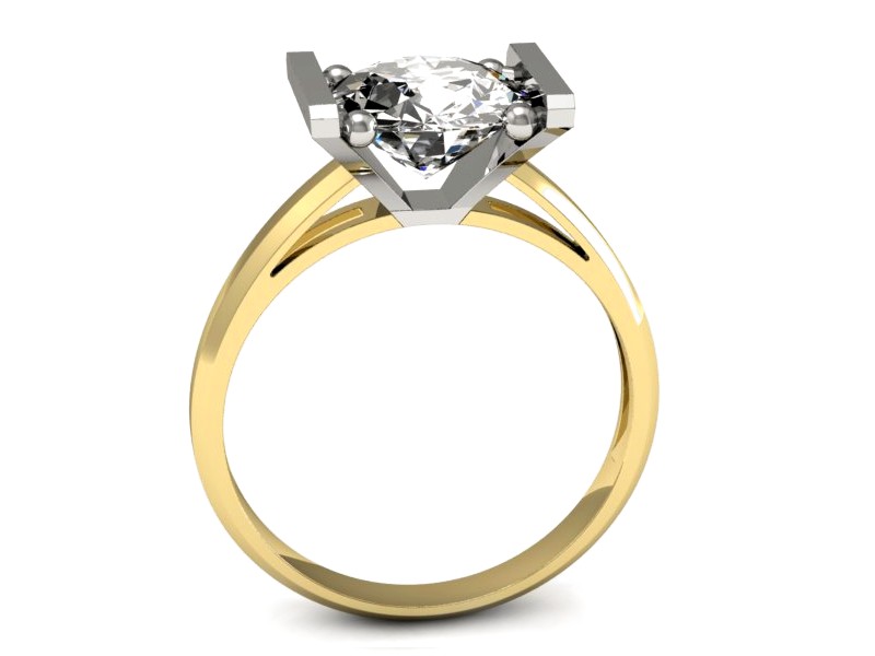 Pierścionek z diamentem żółte i białe złoto - p16162zb — zdjęcie 3