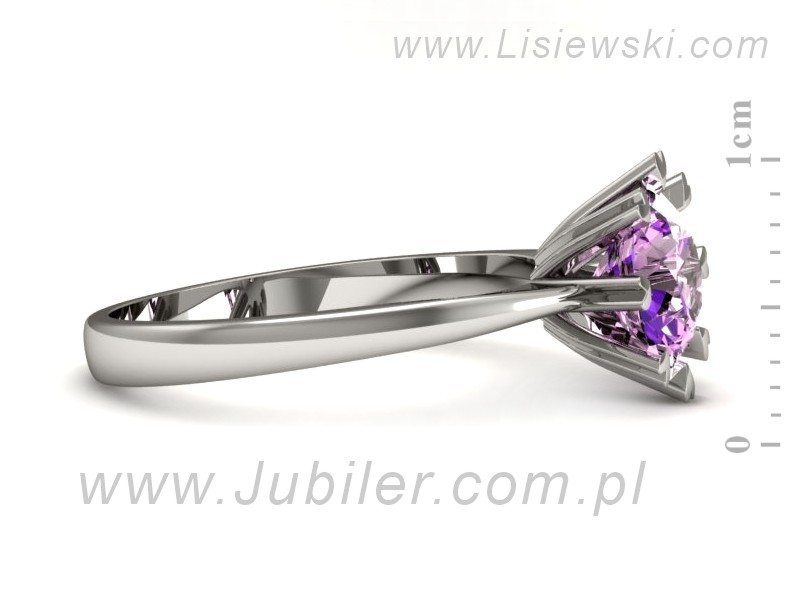 Złoty pierścionek z ametystem białe złoto - p16164bat — zdjęcie 2