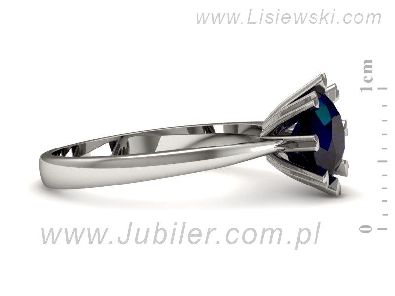 Złoty pierścionek z szafirem białe złoto - p16164bsz — zdjęcie 2