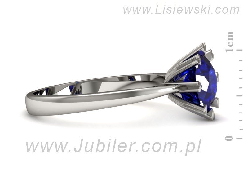 Złoty pierścionek z szafirem białe złoto - p16164bszc — zdjęcie 2