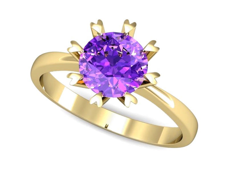 Złoty pierścionek z ametystem żółte złoto - p16164zat