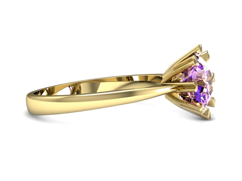 Złoty pierścionek z ametystem żółte złoto - p16164zat — zdjęcie 2