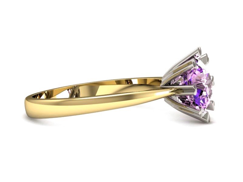 Pierścionek z ametystem żółte i białe złoto - p16164zbat — zdjęcie 2