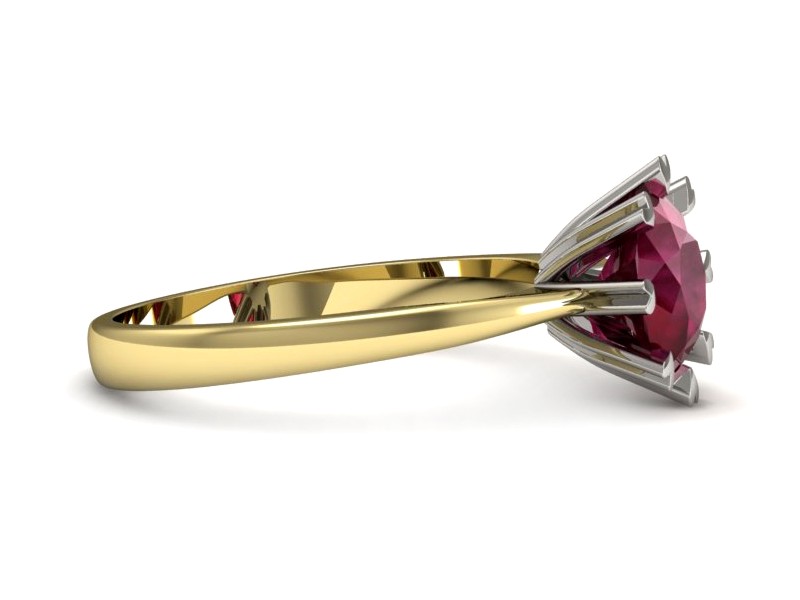 Pierścionek z rubinem żółte białe złoto - p16164zbr — zdjęcie 2