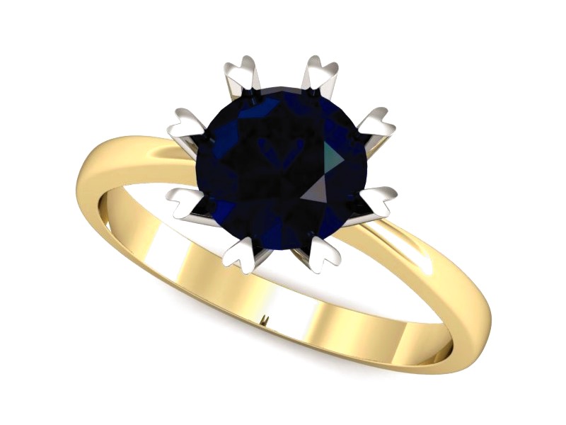 Pierścionek z szafirem żółte białe złoto - p16164zbsz