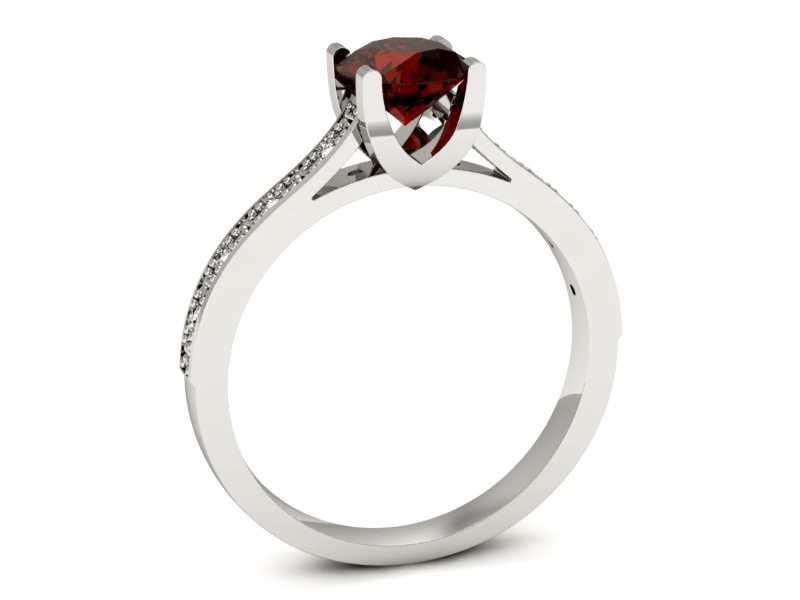 Pierścionek białe złoto z granatem i brylantami - p16165bgr — zdjęcie 3