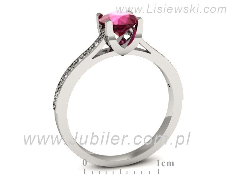 Pierścionek z rubinem i brylantami białe złoto - p16165br — zdjęcie 3