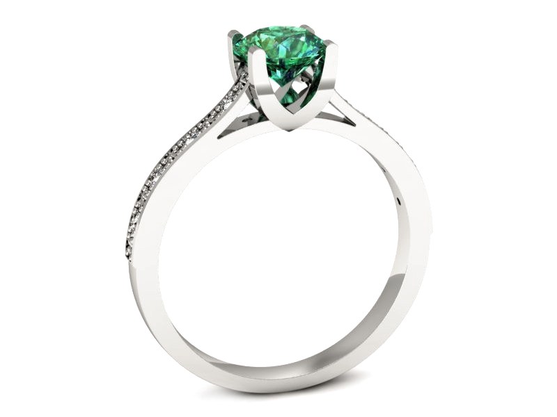 Złoty pierścionek ze szmaragdem i brylantami - p16165bsm — zdjęcie 3