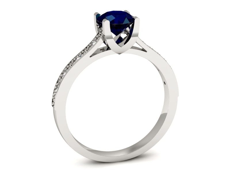 Pierścionek z szafirem i brylantami białe złoto - p16165bsz — zdjęcie 3