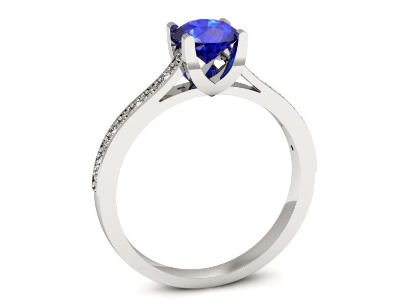 Pierścionek z szafirem i brylantami białe złoto - p16165bszc — zdjęcie 3