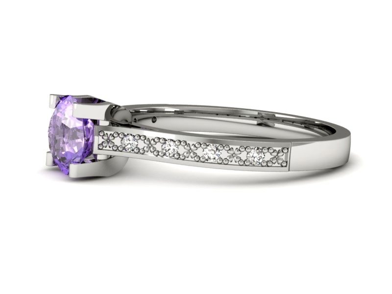 Pierścionek z tanzanitem białe złoto z brylantami - p16165bt — zdjęcie 2