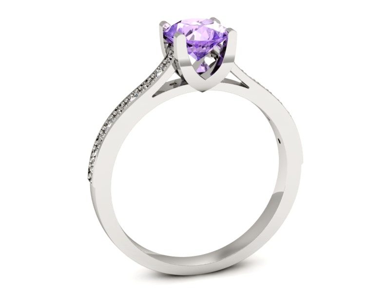 Pierścionek z tanzanitem białe złoto z brylantami - p16165bt — zdjęcie 3