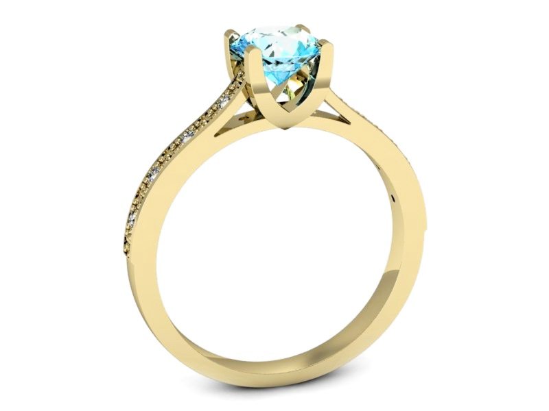 Złoty pierścionek z topazem i brylantami - p16165za — zdjęcie 3