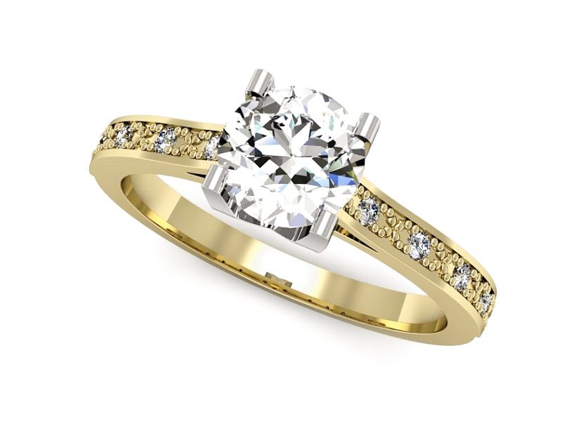 Pierścionek z diamentami żółte i białe złoto - p16165zb