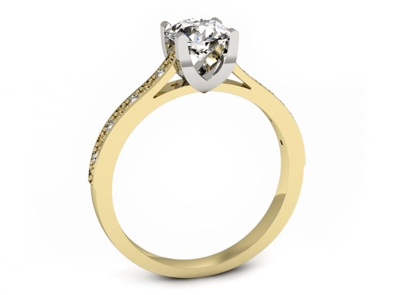 Pierścionek z diamentami żółte i białe złoto - p16165zb — zdjęcie 3