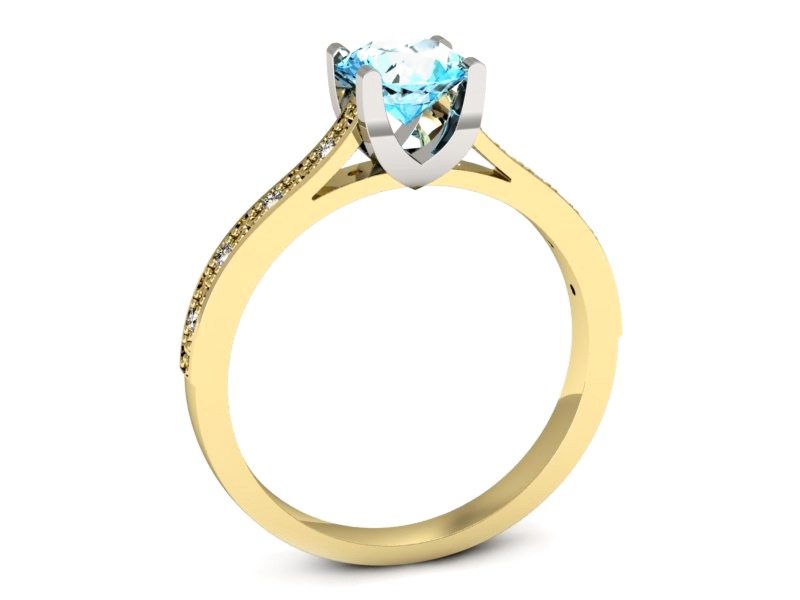 Pierścionek topaz i brylanty białe i żółte złoto - p16165zba — zdjęcie 3