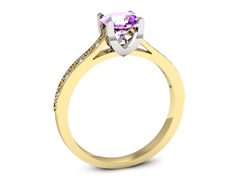 Złoty pierścionek ametyst i brylanty złoto - p16165zbam — zdjęcie 3