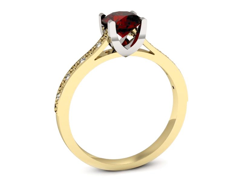 Złoty pierścionek z granatem i diamentami - p16165zbgr — zdjęcie 3