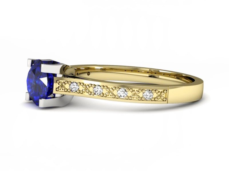 Pierścionek z szafirem i brylantami - p16165zbszc — zdjęcie 2
