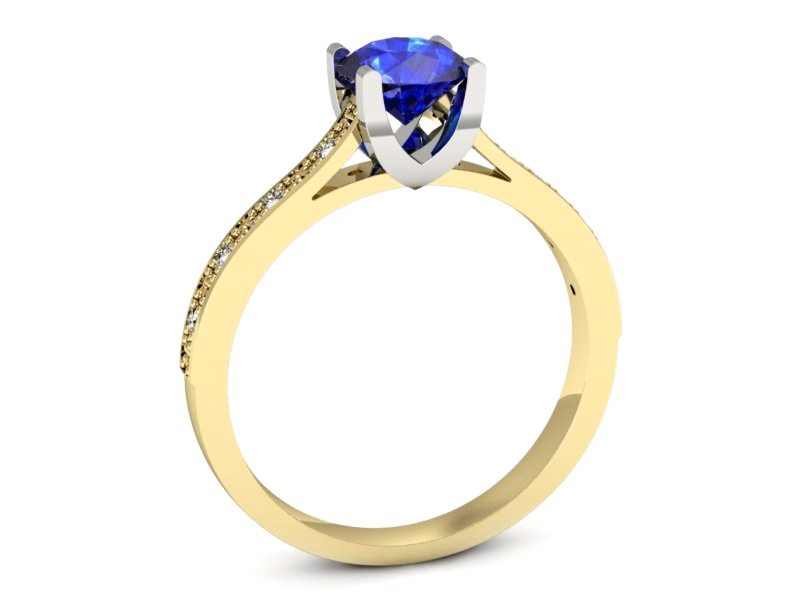 Pierścionek z szafirem i brylantami - p16165zbszc — zdjęcie 3