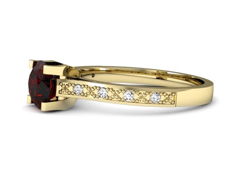 Złoty pierścionek z granatem żółte złoto - p16165zgr — zdjęcie 2