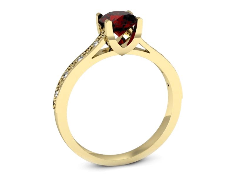 Złoty pierścionek z granatem żółte złoto - p16165zgr — zdjęcie 3