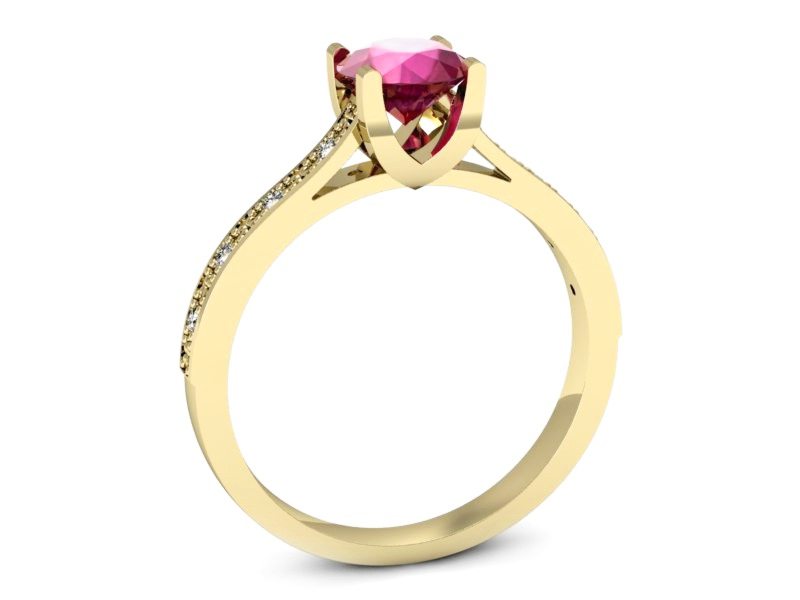 Pierścionek z rubinem i brylantami żółte złoto - p16165zr — zdjęcie 3