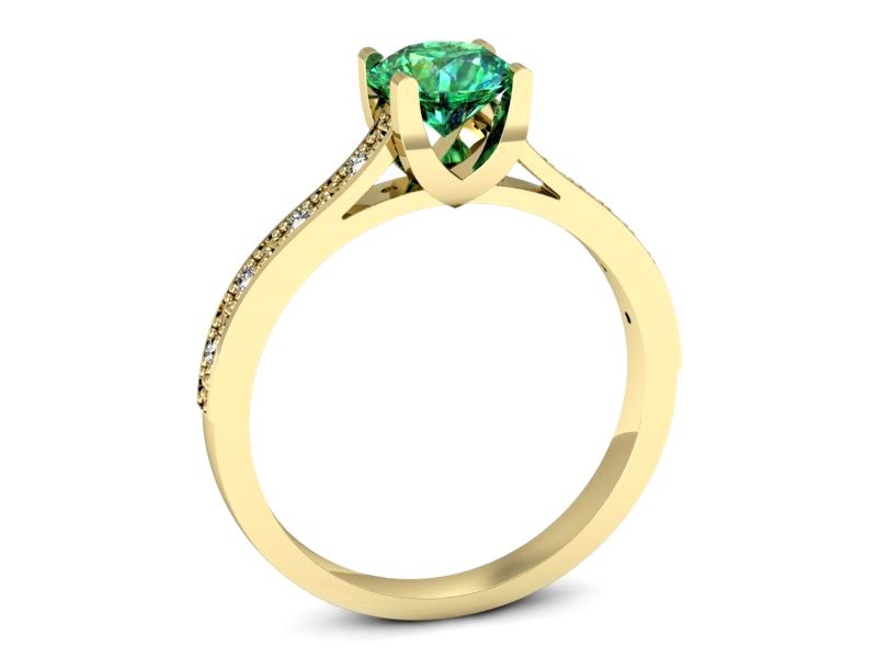 Złoty pierścionek ze szmaragdem i diamentami - p16165zsm — zdjęcie 3