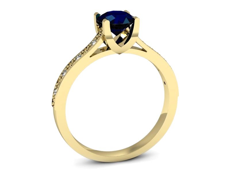 Złoty pierścionek z szafirem i brylantami - p16165zsz — zdjęcie 3