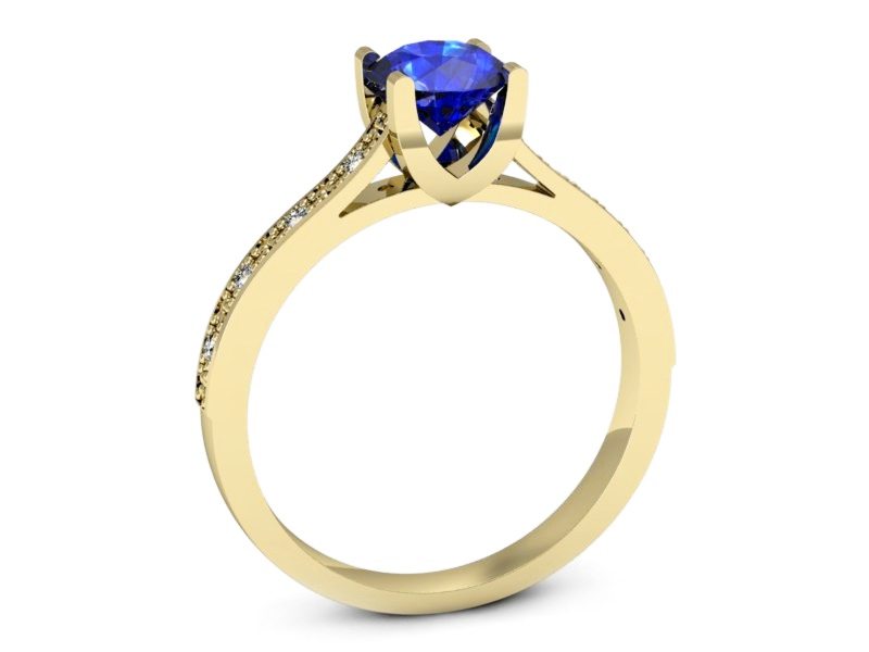 Złoty pierścionek z szafirem i brylantami - p16165zszc — zdjęcie 3