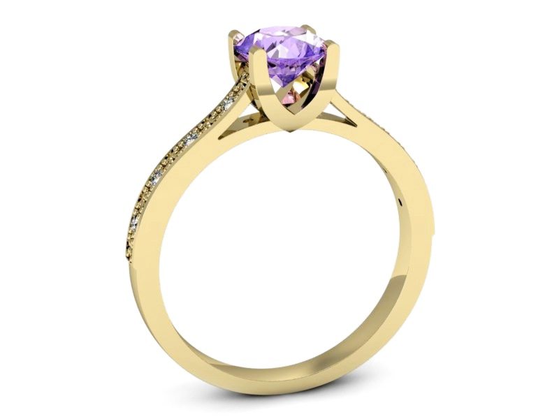 Pierścionek z tanzanitem i brylantami żółte złoto - p16165zt — zdjęcie 3