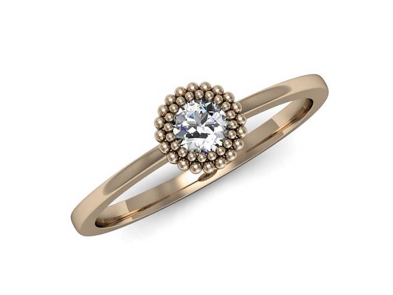 Złoty pierścionek z brylantem różowe złoto - p16166c