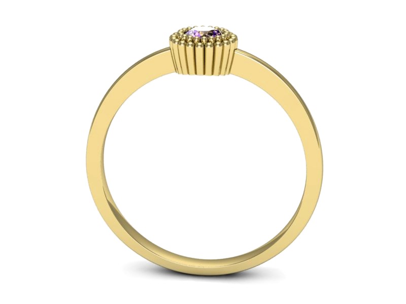 Złoty pierścionek z ametystem żółte złoto - p16166zat — zdjęcie 3