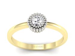 Pierścionek z diamentem żółte i białe złoto - p16166zb