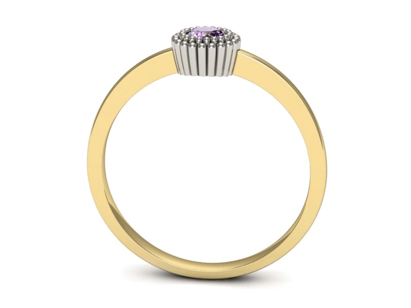 Pierścionek z ametystem żółte i białe złoto - p16166zbat — zdjęcie 3