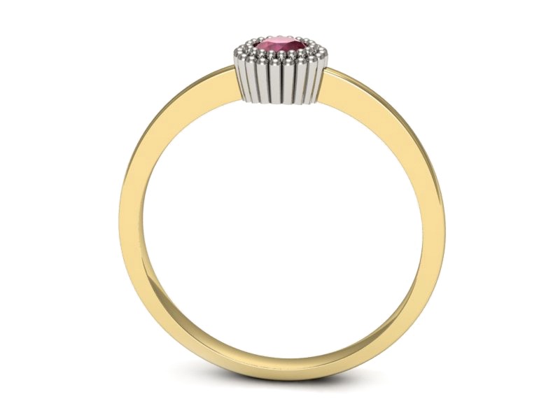 Pierścionek z rubinem żółte białe złoto - p16166zbr — zdjęcie 3