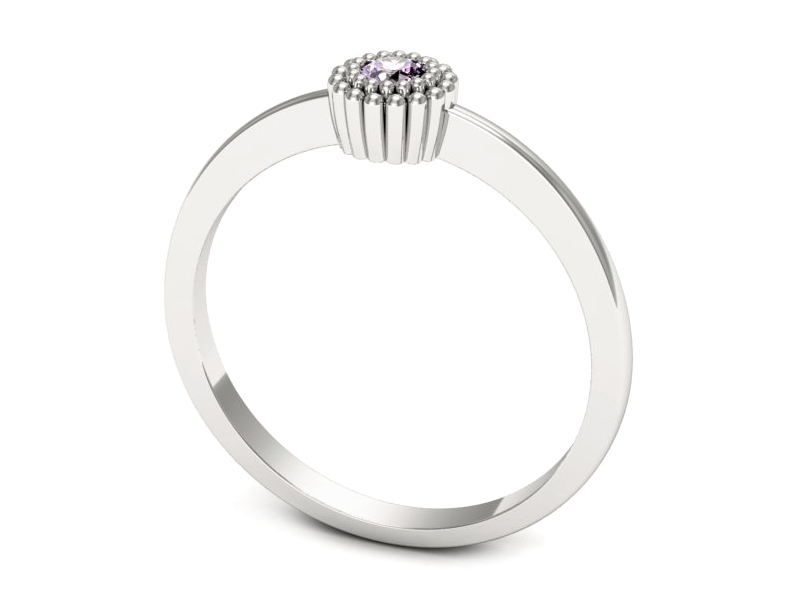 Złoty pierścionek z ametystem białe złoto - p16167bat — zdjęcie 3