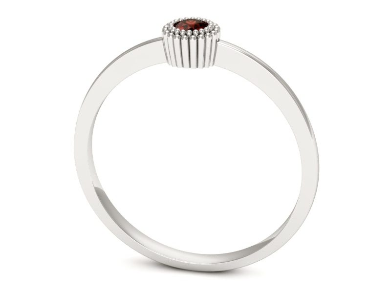 Złoty pierścionek z granatem białe złoto - p16167bgr — zdjęcie 3