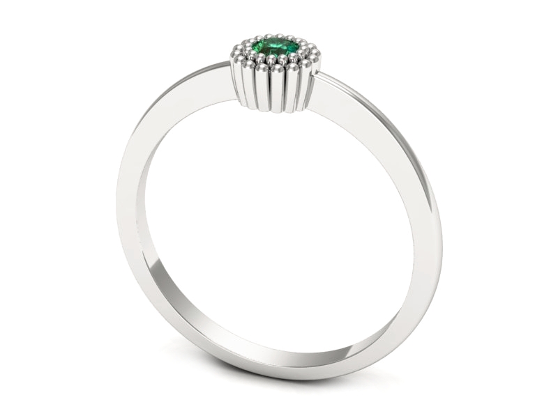 Romantyczny złoty pierścionek ze szmaragdem - p16167bsm — zdjęcie 3