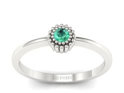 Romantyczny złoty pierścionek ze szmaragdem - p16167bsm