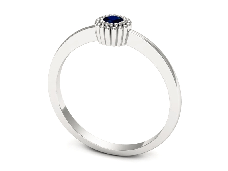Złoty pierścionek z szafirem w białym złocie - p16167bsz — zdjęcie 3