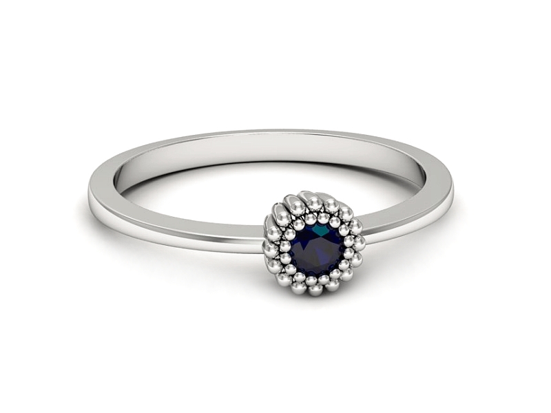 Złoty pierścionek z szafirem w białym złocie - p16167bsz — zdjęcie 2