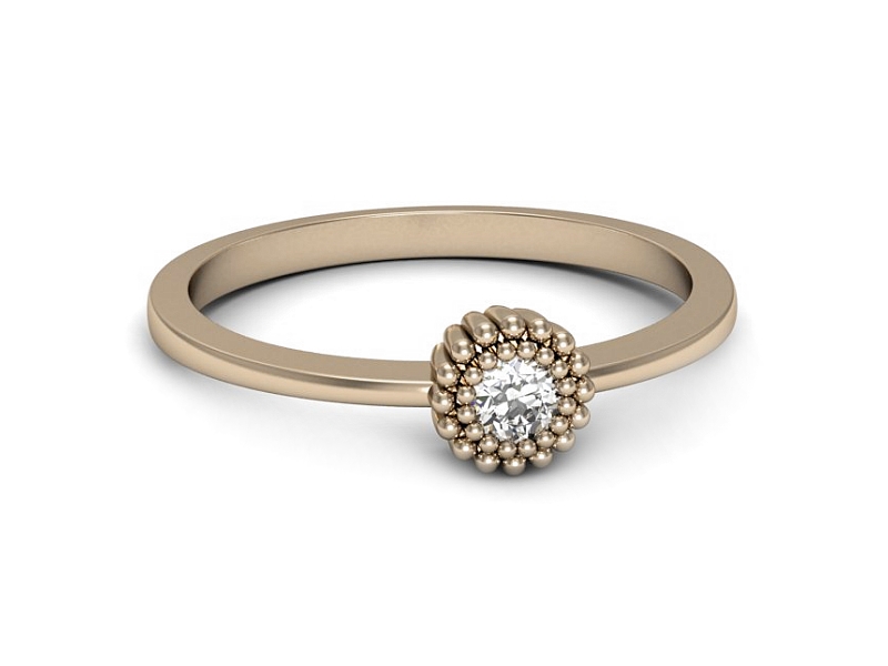 Złoty pierścionek z brylantem różowe złoto - p16167c — zdjęcie 2