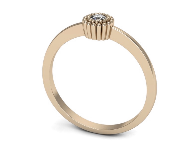 Złoty pierścionek z brylantem różowe złoto - p16167c — zdjęcie 3
