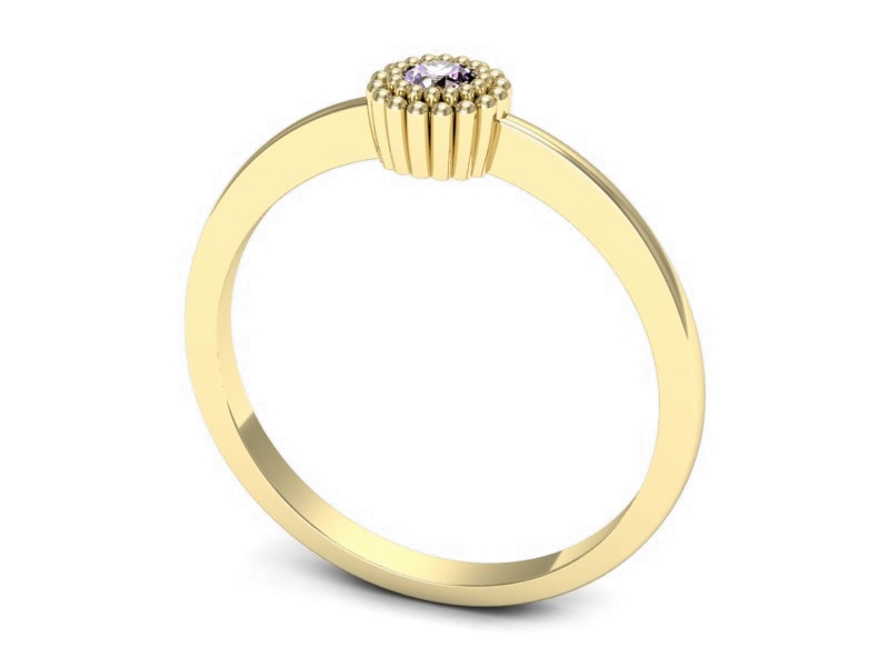 Pierścionek zaręczynowy z ametystem złoty - p16167zat — zdjęcie 3