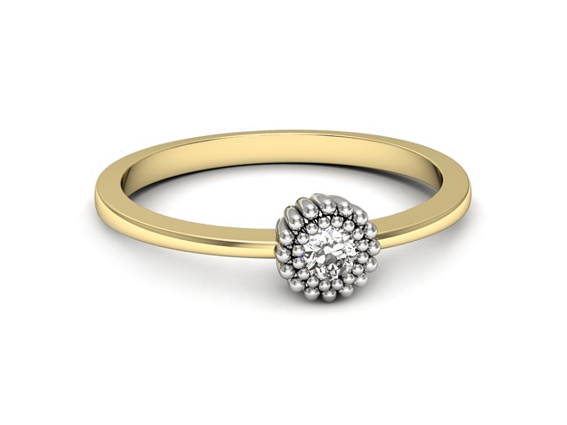 Pierścionek z diamentem żółte i białe złoto - p16167zb — zdjęcie 2
