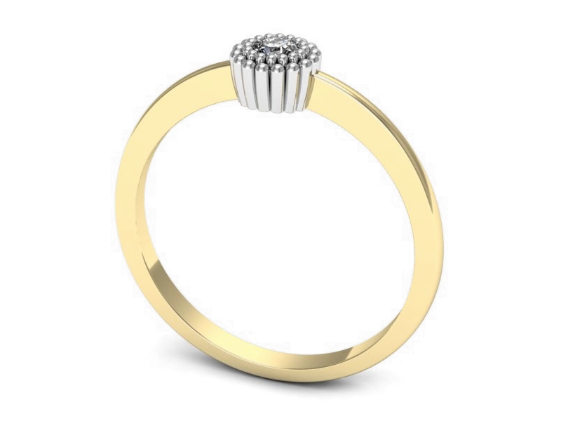 Pierścionek z diamentem żółte i białe złoto - p16167zb — zdjęcie 3
